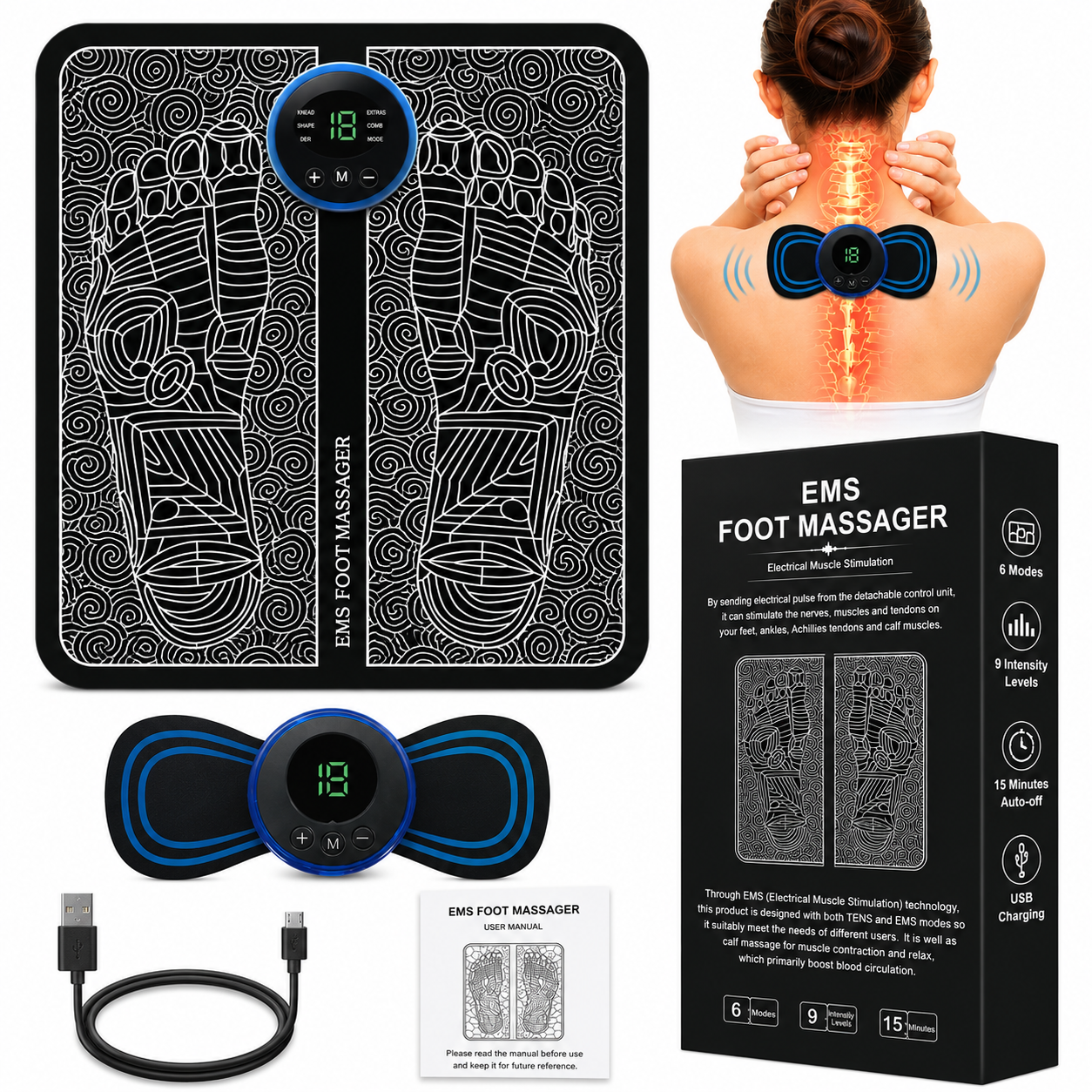 Foot & Body Massager – Wireless EMS Pain Relief Machine