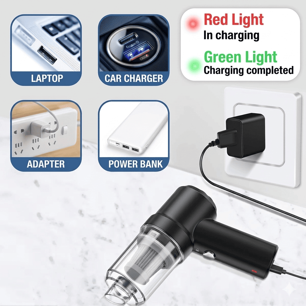 3 in 1 Car Vacuum Cleaner – Vacuum, Blower & Air Duster